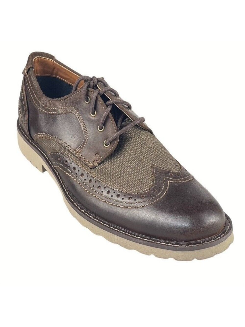 Lucky Brand Mens Brown Leather Wingtip Lace-Up Oxford Shoes Size 9M